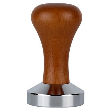 Time Leisure 不鏽鋼木柄咖啡粉填壓器 平底壓粉器 51mm  1個  咖啡色