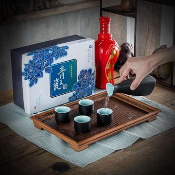 日式黑陶酒具套裝 仿古陶瓷家用白酒清酒酒壺酒杯分酒器 禮品