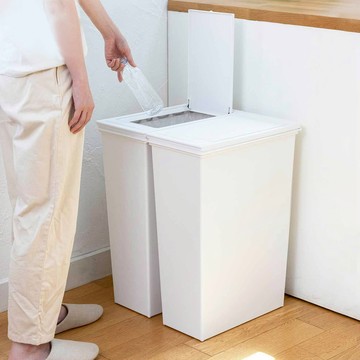日本 天馬 日本製 e-LABO深型按壓彈蓋式垃圾桶 45L