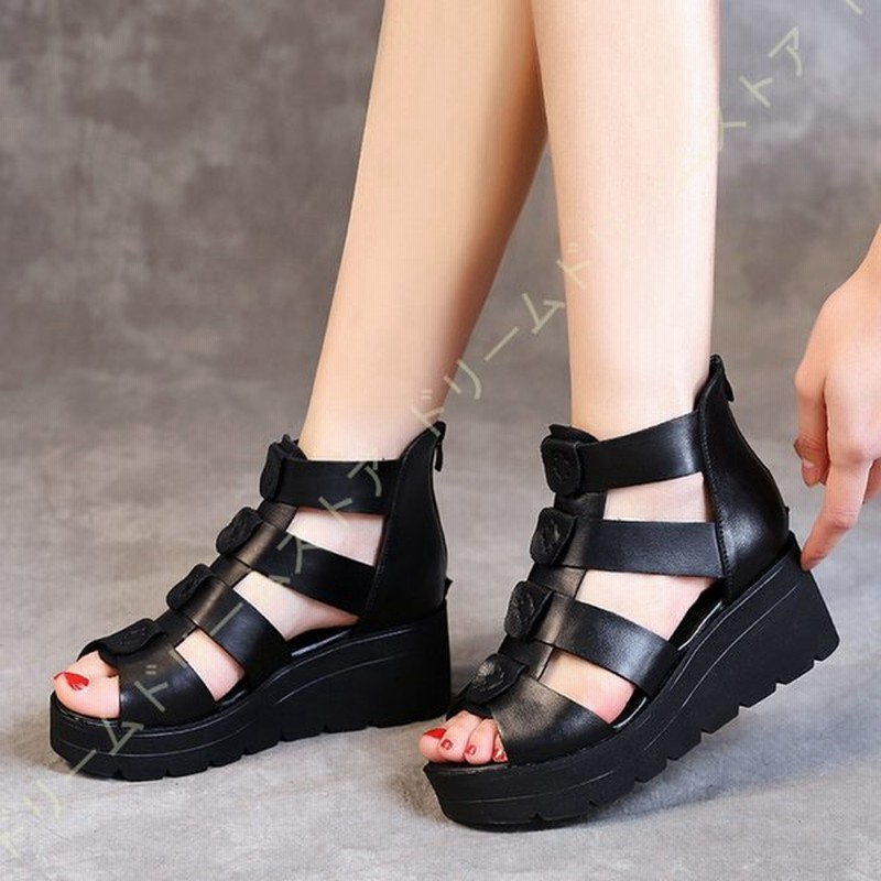 ウェッジソール サンダル レディース 本革 グラディエーターサンダル 厚底 軽量 ブーツサンダルサンダル ウエッジソール 厚底サンダル ウェッジサンダル 通販 Lineポイント最大0 5 Get Lineショッピング