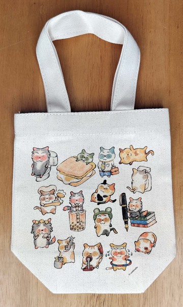 飲料袋/帆布袋/環保袋/提袋/肩背袋 貓咪的生活(可放手搖飲料)