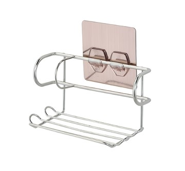 PMU 必美優 3T隨您貼功能掛勾系列 菜瓜布洗碗精架 免釘免鑽 不損牆面 安裝簡易 不留殘膠  1個  不鏽鋼