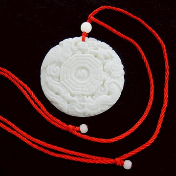 【吉祥開運坊】八卦系列【保平安 時來運轉 硨磲龍鳳八卦玉雕墜子 項鍊】開光 擇日