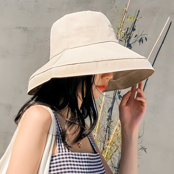 網紅漁夫帽女夏天日系文藝百搭ins防曬遮陽帽韓版大檐遮臉沙灘帽