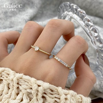 〔快速出貨〕【Gulicc】戒指 輕奢方晶 愛心 雙戒