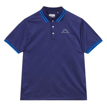 KAPPA義大利時尚中性短袖POLO 淺丈青底丈青字花版 351W59W867