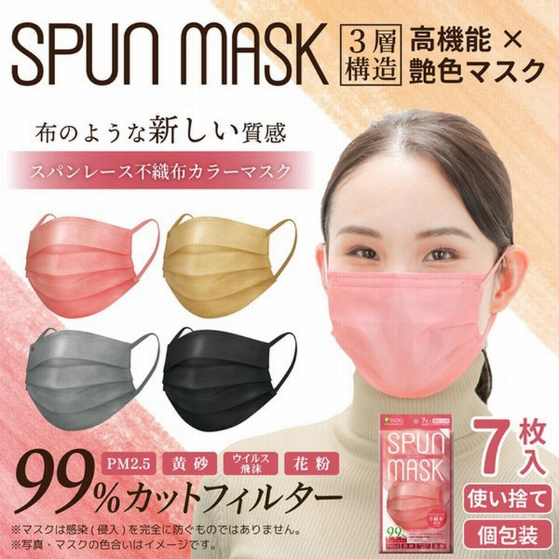 Nスタで紹介 スパンレース不織布カラーマスク 7枚入 個包装 ブラック グレー ベージュ ピンク Spun Mask スパンマスク おしゃれ 艶色高発色 血色マスク 通販 Lineポイント最大0 5 Get Lineショッピング