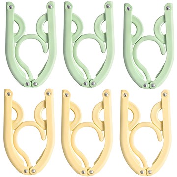 旅行用折疊衣架  綠色+黃色  6個