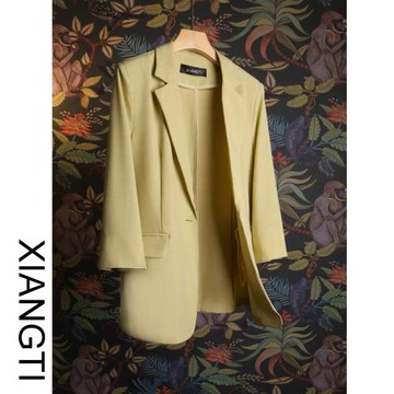 XT小西裝外套女夏季薄款七分袖顯瘦修身2024年新款短袖上衣女裝潮