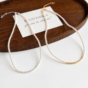 【SK飾品】珍珠裡的碎星項鍊  金色/銀色 【850619】鎖骨鏈/碎銀子項鍊/珍珠項鍊