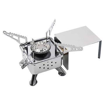 AHOYE 野營折疊迷你卡式爐 9x9cm設計 穩定的純藍火焰  1個  不鏽鋼色