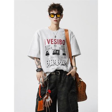 原創復古印花短袖男春季潮牌設計感美式t恤高街百搭休閑體恤上衣