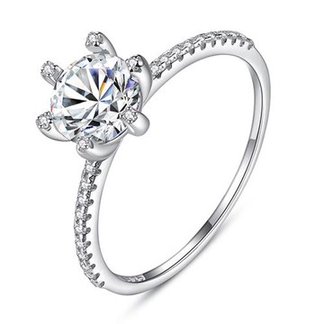 【ANGEL】歐美經典個性六爪雪花水鑽戒指