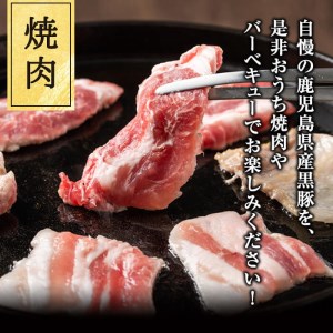 鹿児島県産黒豚焼肉セット計800g(肩ロース、バラスライス 各400g×1P) a0-286