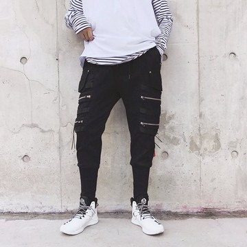 FINDSENSE G6 韓國時尚 運動長褲黑色小腳窄管褲休閒褲