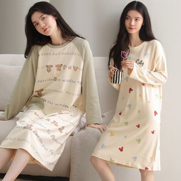 Sleeping Beauty 俏皮甜漾棉質長袖居家睡裙-6色可選