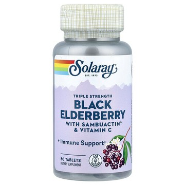 Solaray, 黑接骨木果，含 Sambuactin™ 和維生素 C，60 片