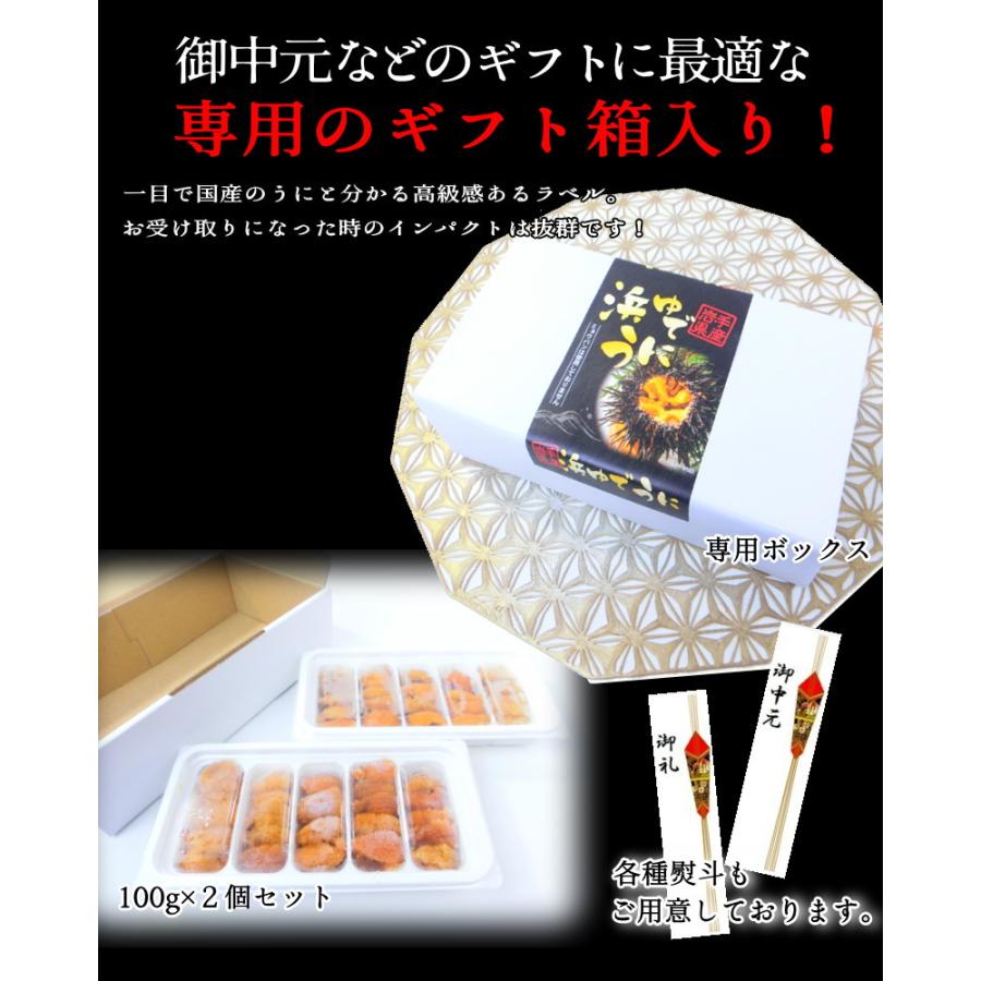 国産うに 200g  うに  岩手県産　箱入り　生うに 100g×２パックセット 冷凍　ブランチウニ　国産 雲丹　・国産ウニ２P・