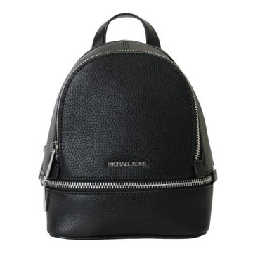 MICHAEL KORS-銀字LOGO 鵝卵石皮革背包mini後背包(黑色)