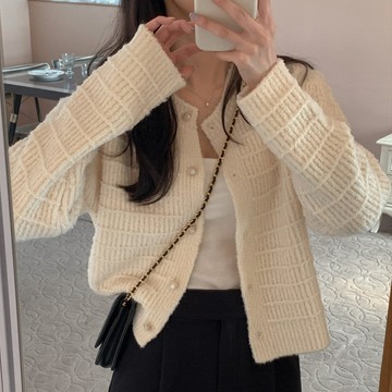 韓系糖果色針織衫 早秋外套韓系高級感小香風外套 法式復古針織開衫 女學生小衆設計感減齡上衣外套