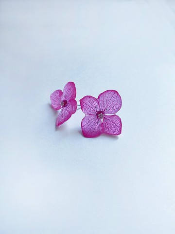 真花耳環-Fushia July Earrings