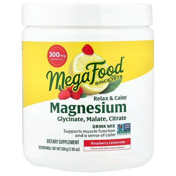 MegaFood, 放鬆 + 鎂，覆盆子檸檬水，7.05 盎司（200 克）