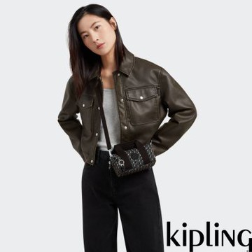 Kipling 立體K字母撞粉色輕巧圓筒手提肩背兩用包-BINA MINI