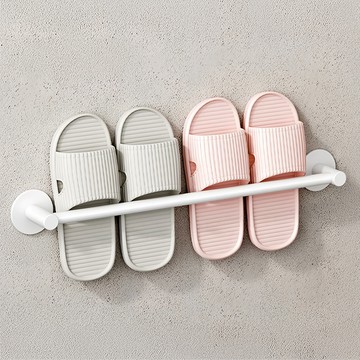 超級工廠 壁掛式鞋架 50cm 白 浴室拖鞋架 免打孔收納架  高貴白  1個