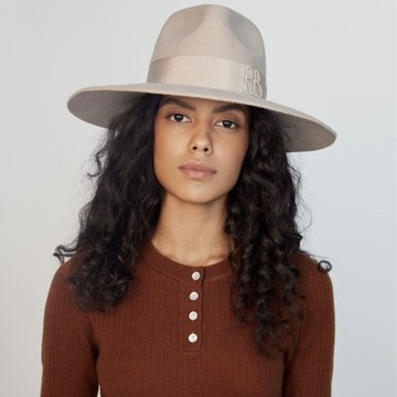 Ruslan Baginskiy 寬緞帶凹陷頂毛氈紳士帽 - S