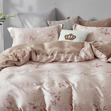 貝淇小舖 40支100%純天絲TENCEL 床包兩用被4件組  雙人  嫣然