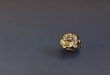 手繪系列-扶桑花設計黃銅戒