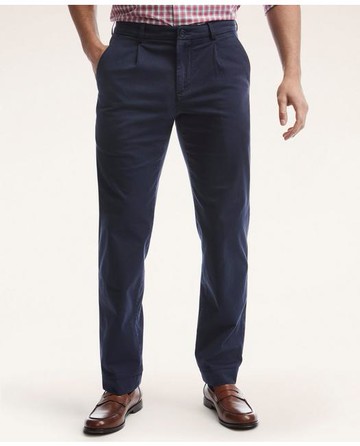 Brooks Brothers Men's Modern Pleated Chino Pants | Navy | Size 36 32