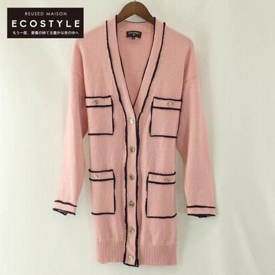 シャネル　ロングカーディガン　ニットコート34 美品/国内正規 CHANEL シャネル P70795K10083 ベルト付 カシミヤ