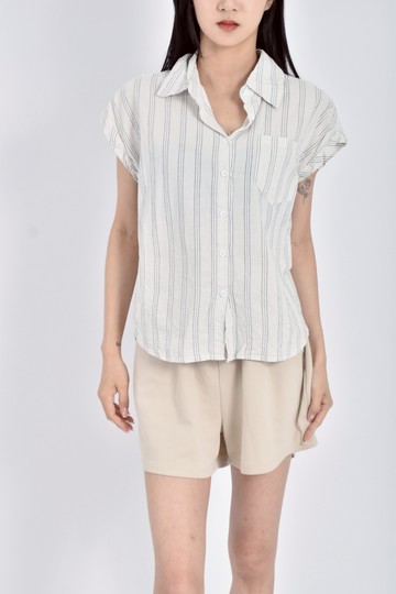 (L) double j條紋無袖白色短袖上衣