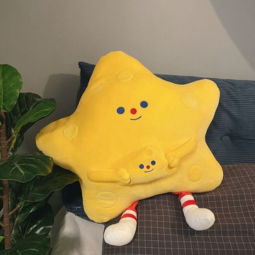 抱枕 靠枕🎀 可愛黃油芝士抱枕毛絨睡覺宿舍少女心沙發星星靠墊超軟玩偶送禮物