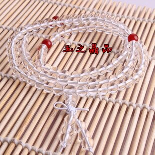 天然白水晶配紅瑪瑙108顆佛珠手鏈1入