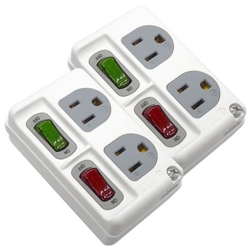 WeiTien 威電 2開2座電腦璧插 高負載分接式插座 125VAC 15A MAX 1650W  白色  2個  102mm