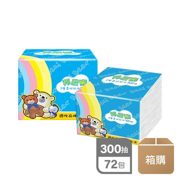 【廠商直送】(箱購)邦尼熊抽取柔拭巾300抽*72包-彩虹版