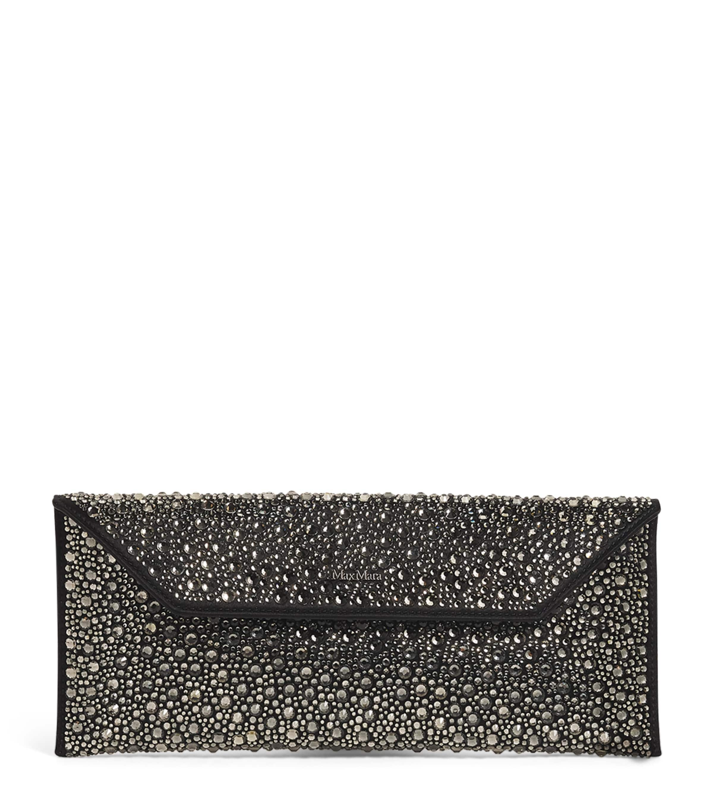 Max Mara Satin Embellished Clutch Bag