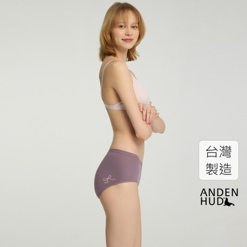 【Anden Hud】Moonlit Swan．高腰三角內褲(雨霧紫-線條蝴蝶結) 純棉台灣製