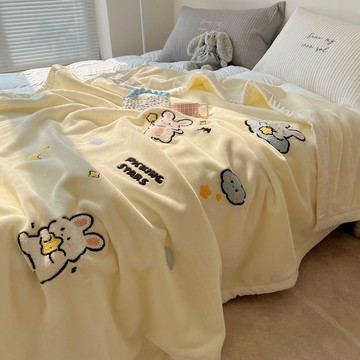 VIVILIAN超軟星月兔/幸福小象可愛牛奶絨親膚午睡沙發小毛毯