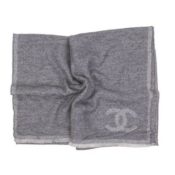 CHANEL 雙色亮片點綴圍巾披巾(淺灰色)