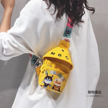 卡通帆布小包包女韓版森系兒童包側背斜背包胸前包【聚物優品】