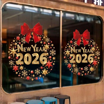 ⚡️好物優選⚡️2026新年聖誕節日裝飾靜電貼不帶膠玻璃門櫥窗元旦裝飾