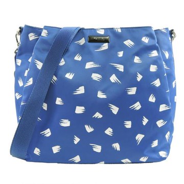 agnes b.羽毛印花尼龍斜/後背包(藍)