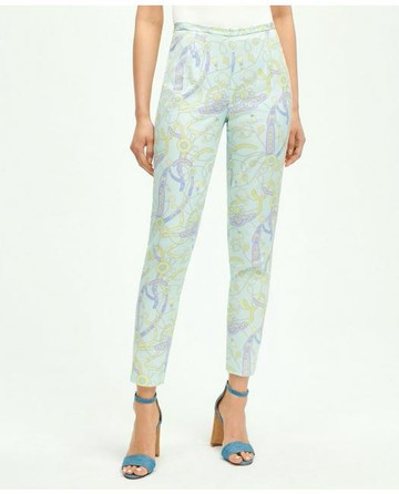 Brooks Brothers Women's Stretch Cotton Pique Side Zip Pants | Blue | Size 4