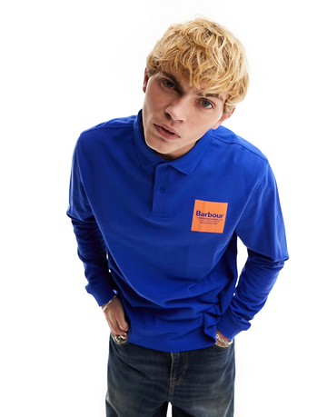 Barbour x ASOS exclusive patch logo polo in blue