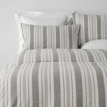 艾禮思色織純棉被套加大 條紋灰