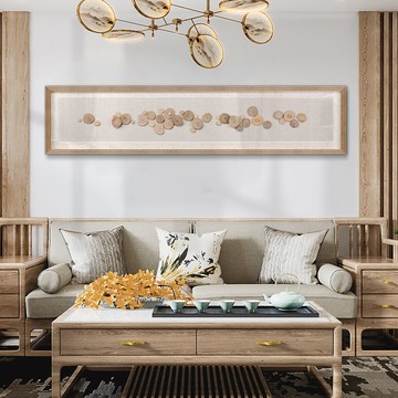 公司貨 免運 可開票 日式實物畫臥室床頭裝飾畫民宿橫版壁畫原木風禪意新中式客廳掛畫