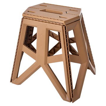 Truly House 免安裝輕便高承重 六角加厚折疊凳 加高款  卡其色  1個